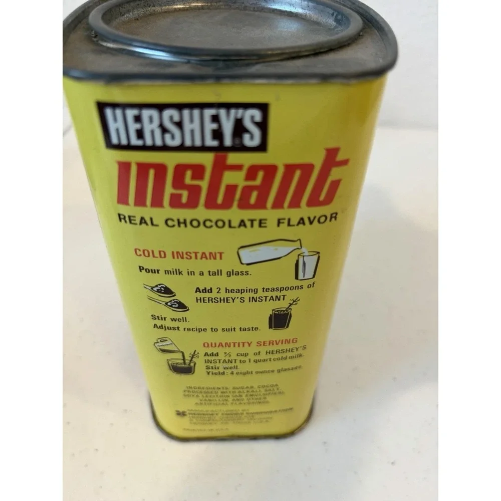 Vintage Hershey's Instant Chocolate Tin - History- 32 Oz- No Bar Code
